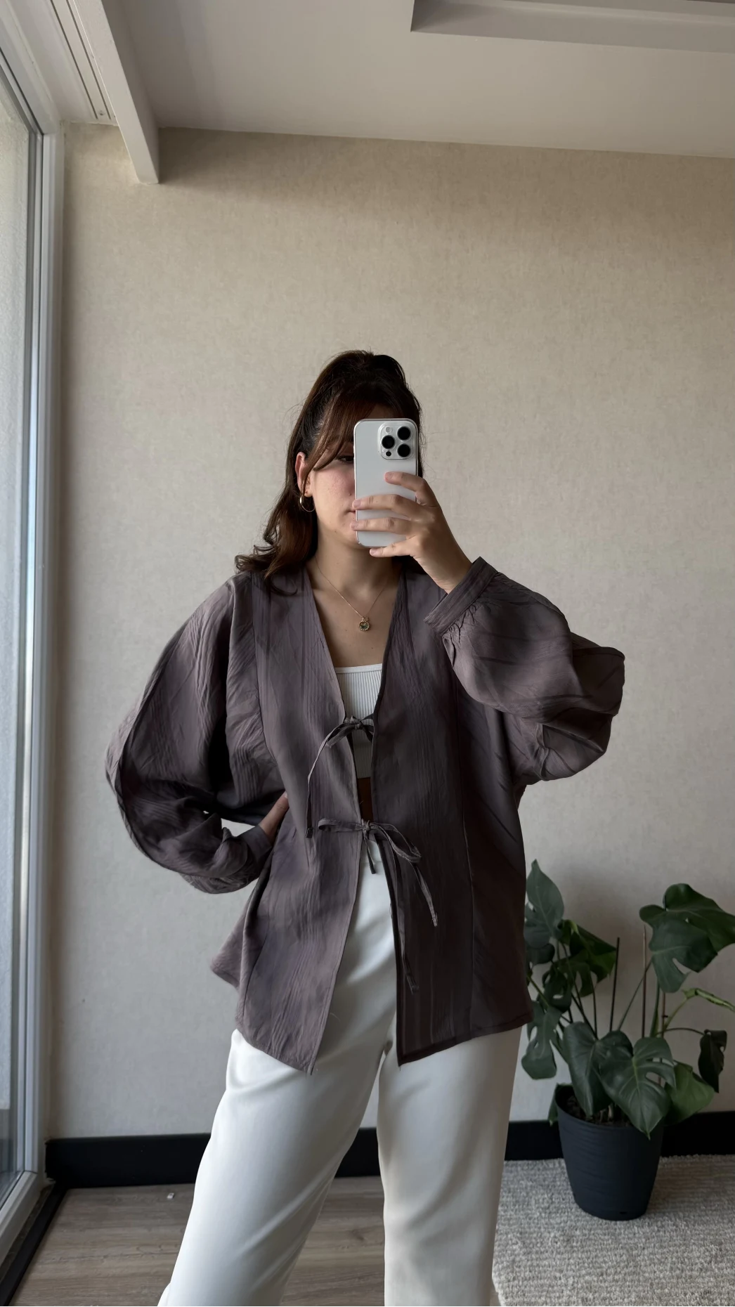 Çizgili Önden Bağlamalı Bluz Thistle Mor