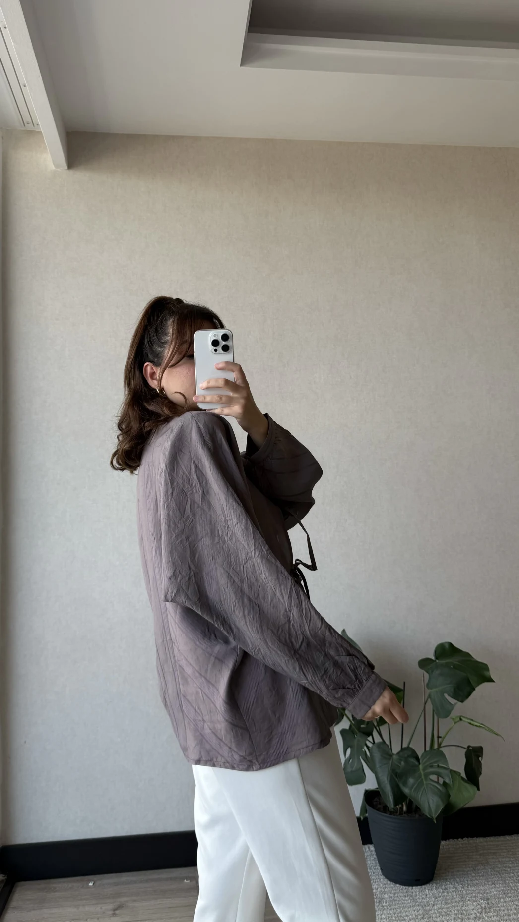 Çizgili Önden Bağlamalı Bluz Thistle Mor