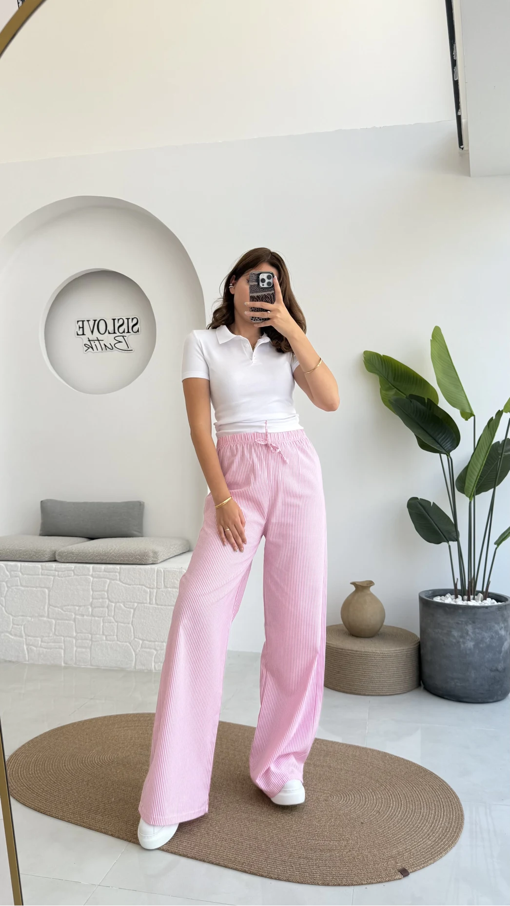 Çizgili Pembe Pantolon