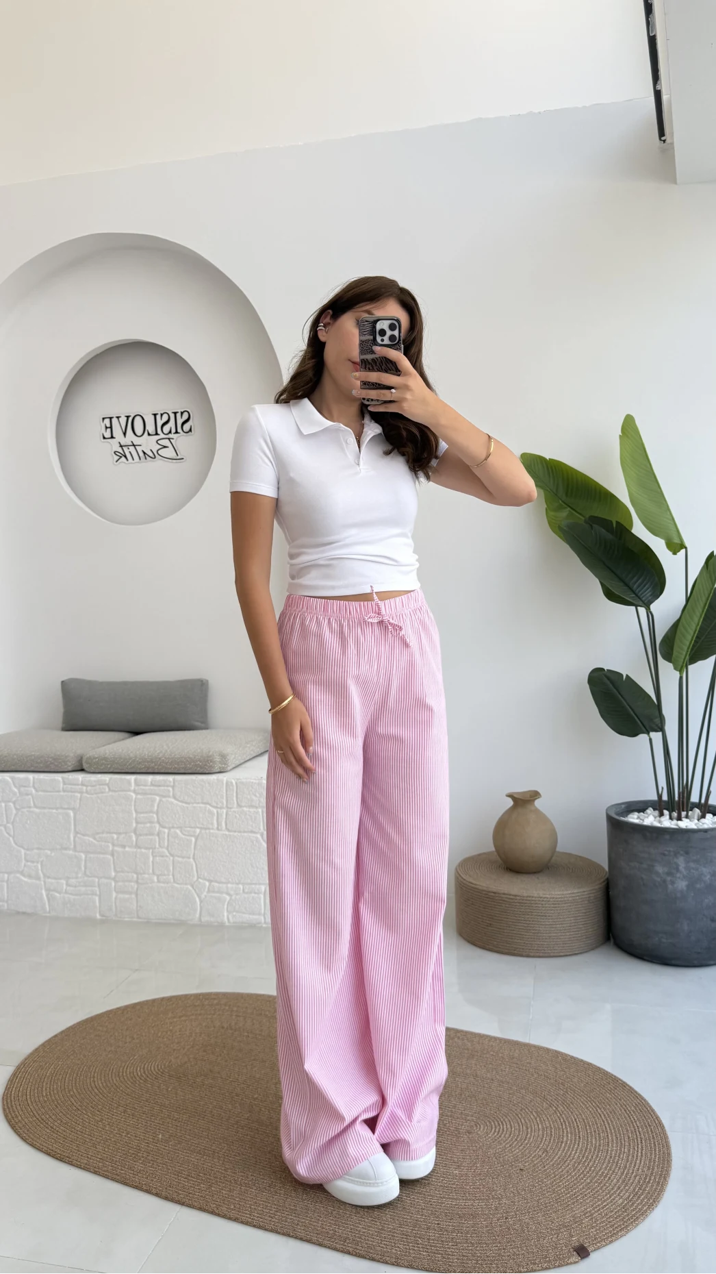 Çizgili Pembe Pantolon