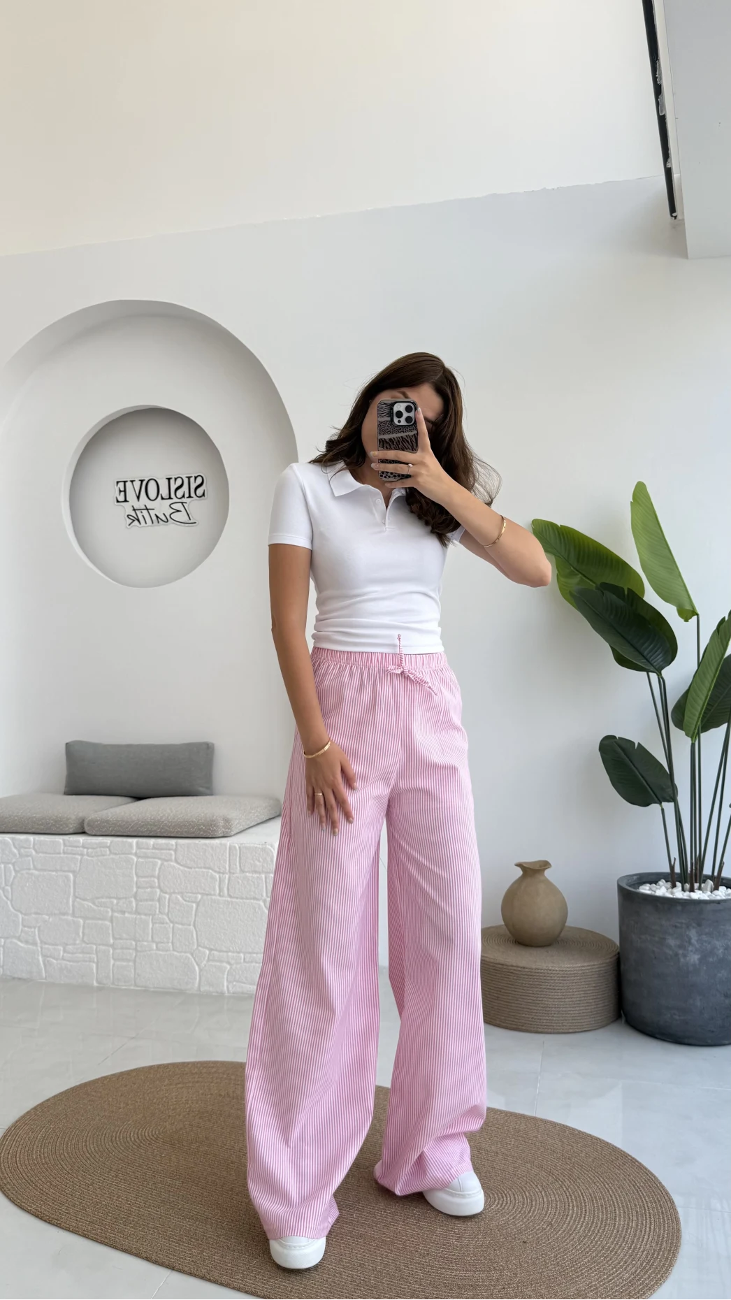 Çizgili Pembe Pantolon