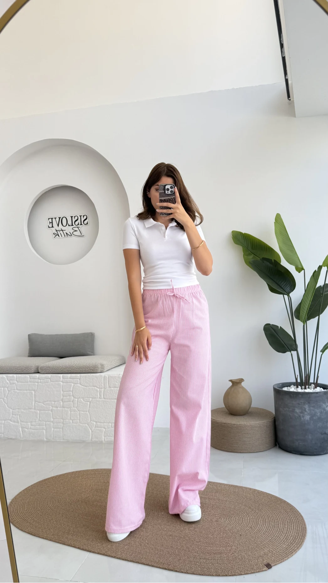 Çizgili Pembe Pantolon