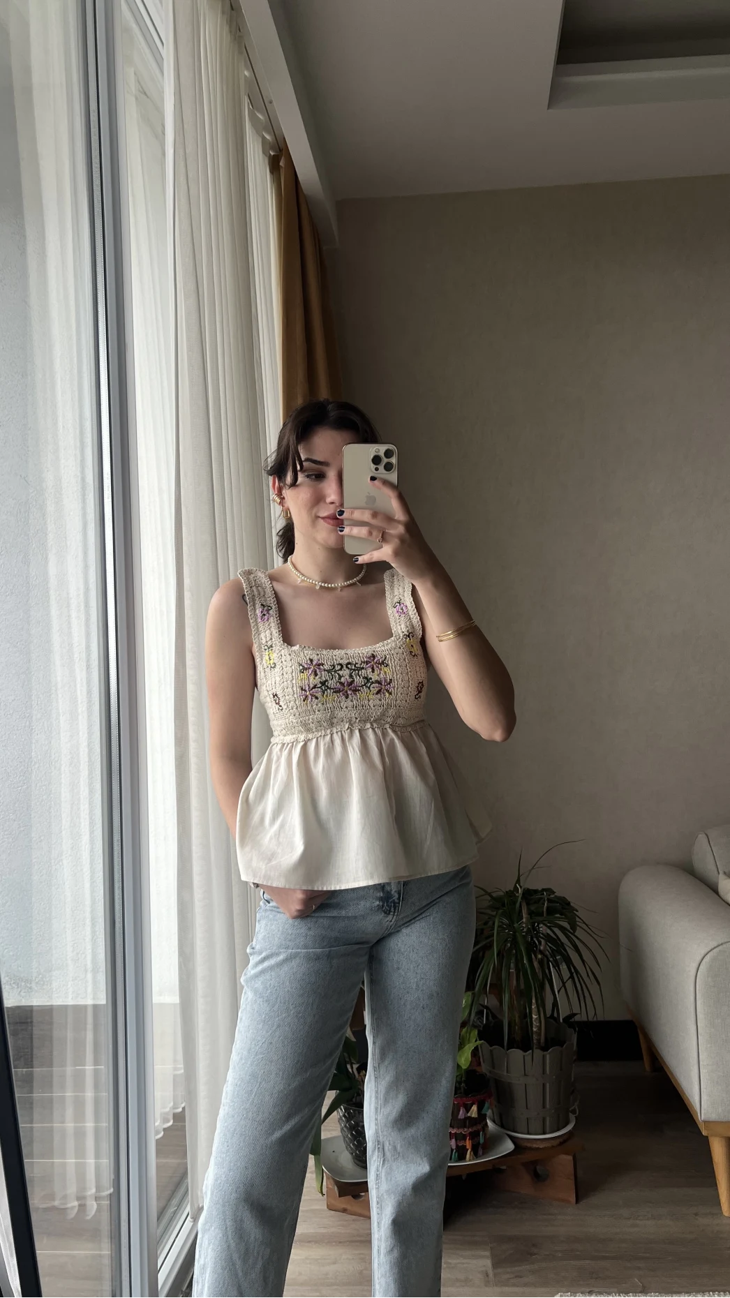 Clare Keten Örgü Askılı Bluz