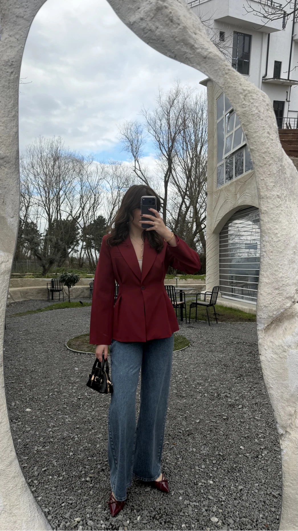 Clarıssa Pileli Tek Düğmeli Blazer Ceket - Bordo - Kod: 4157