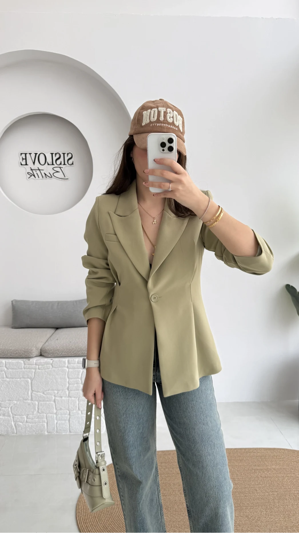 Clarıssa Pileli Tek Düğmeli Blazer Ceket - Mint - Kod: 4157