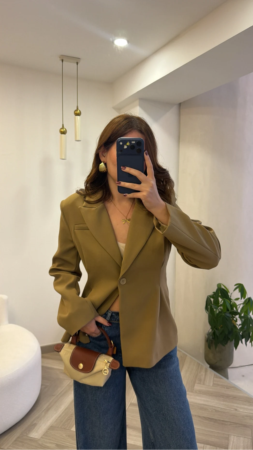Clarıssa Pileli Tek Düğmeli Blazer Ceket - Olive - Kod: 4157