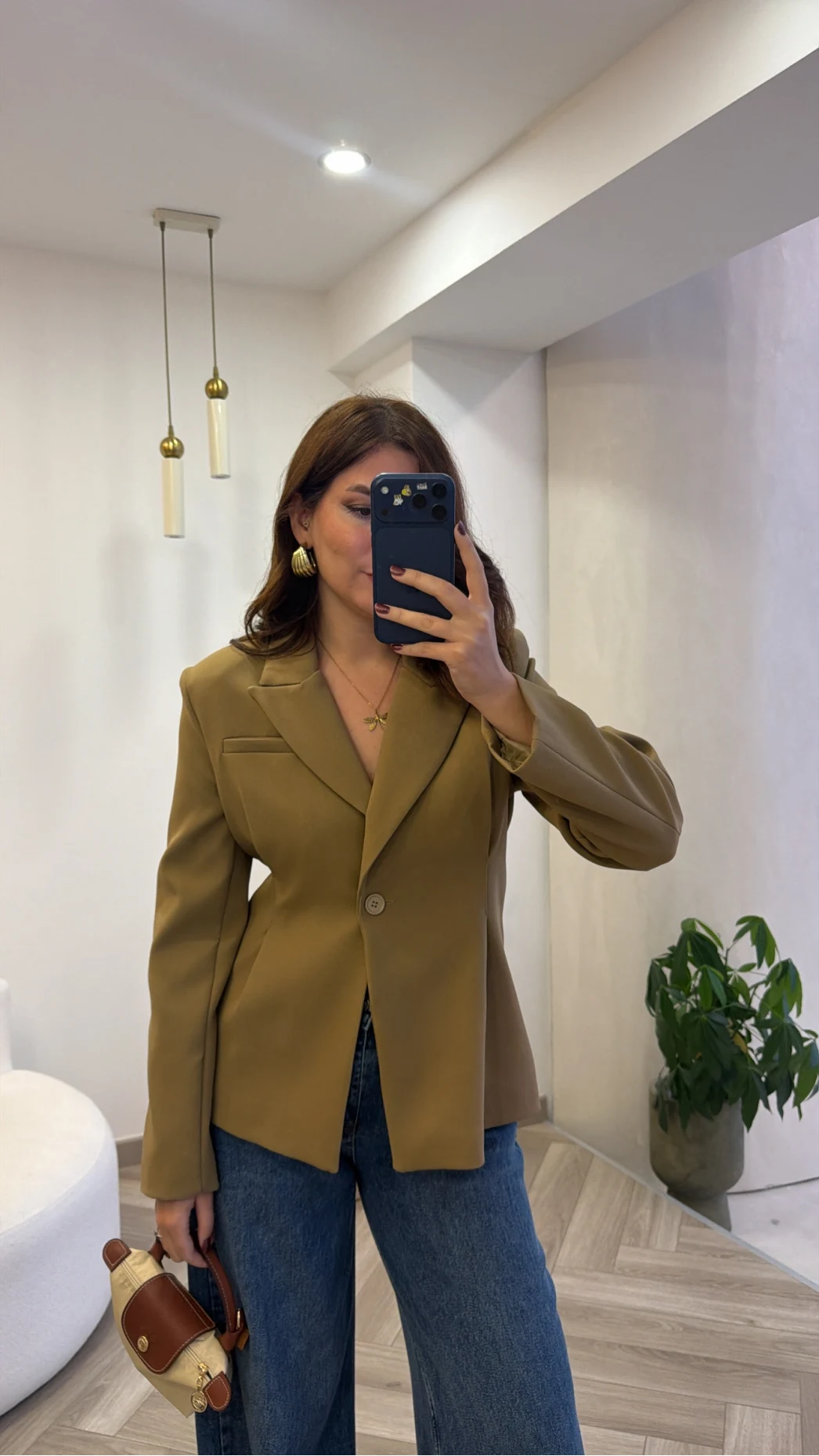 Clarıssa Pileli Tek Düğmeli Blazer Ceket - Olive - Kod: 4157