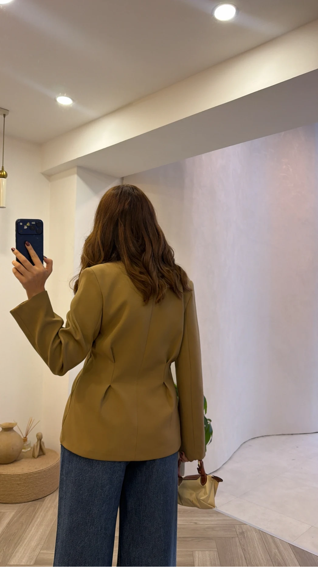 Clarıssa Pileli Tek Düğmeli Blazer Ceket - Olive - Kod: 4157
