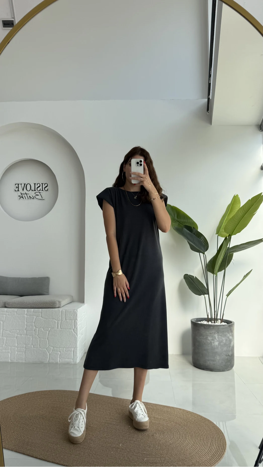 Clover Vatkalı Elbise - Koyu Antrasit