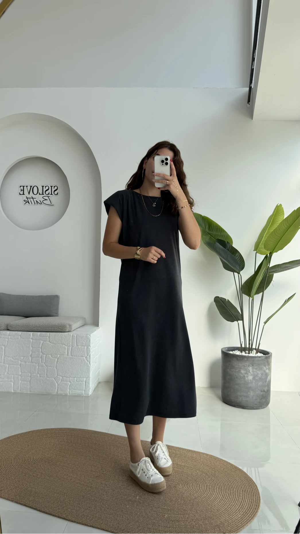 Clover Vatkalı Elbise - Koyu Antrasit