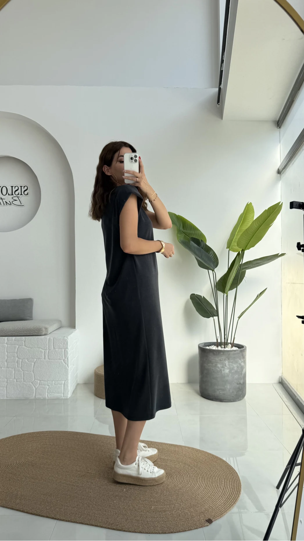 Clover Vatkalı Elbise - Koyu Antrasit