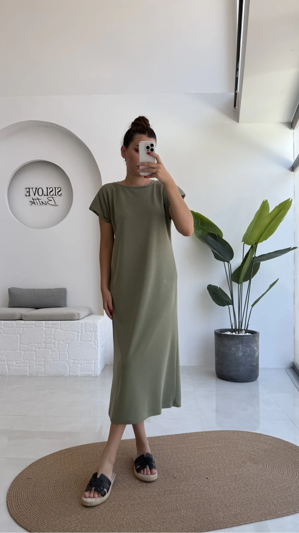 Clover Vatkalı Elbise - Yeşil