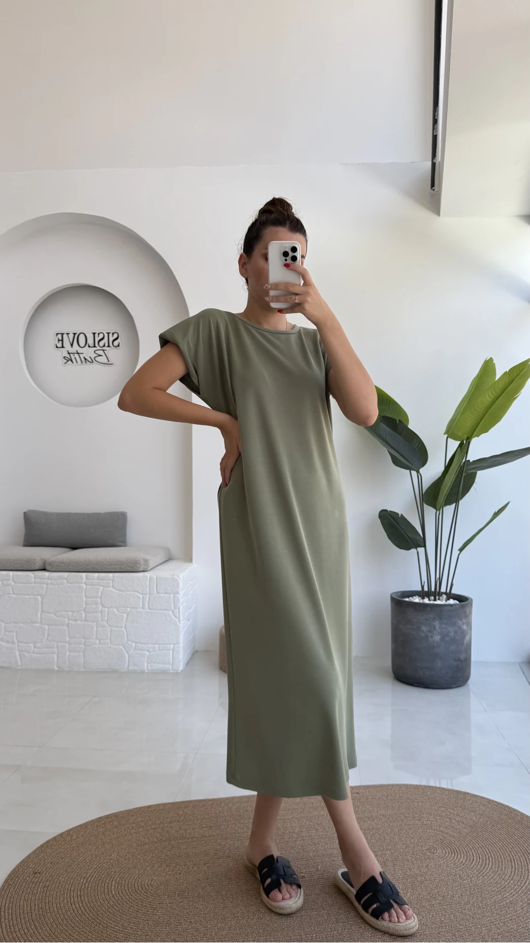 Clover Vatkalı Elbise - Yeşil