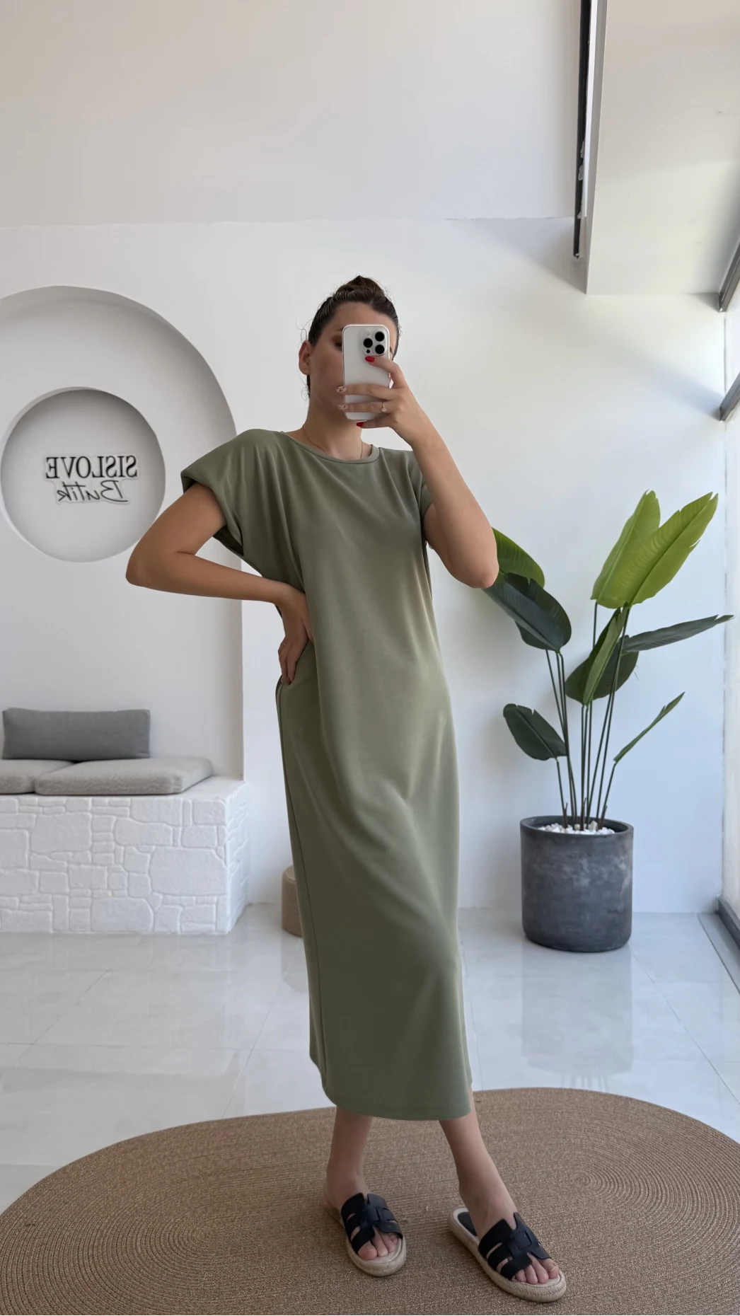 Clover Vatkalı Elbise - Yeşil