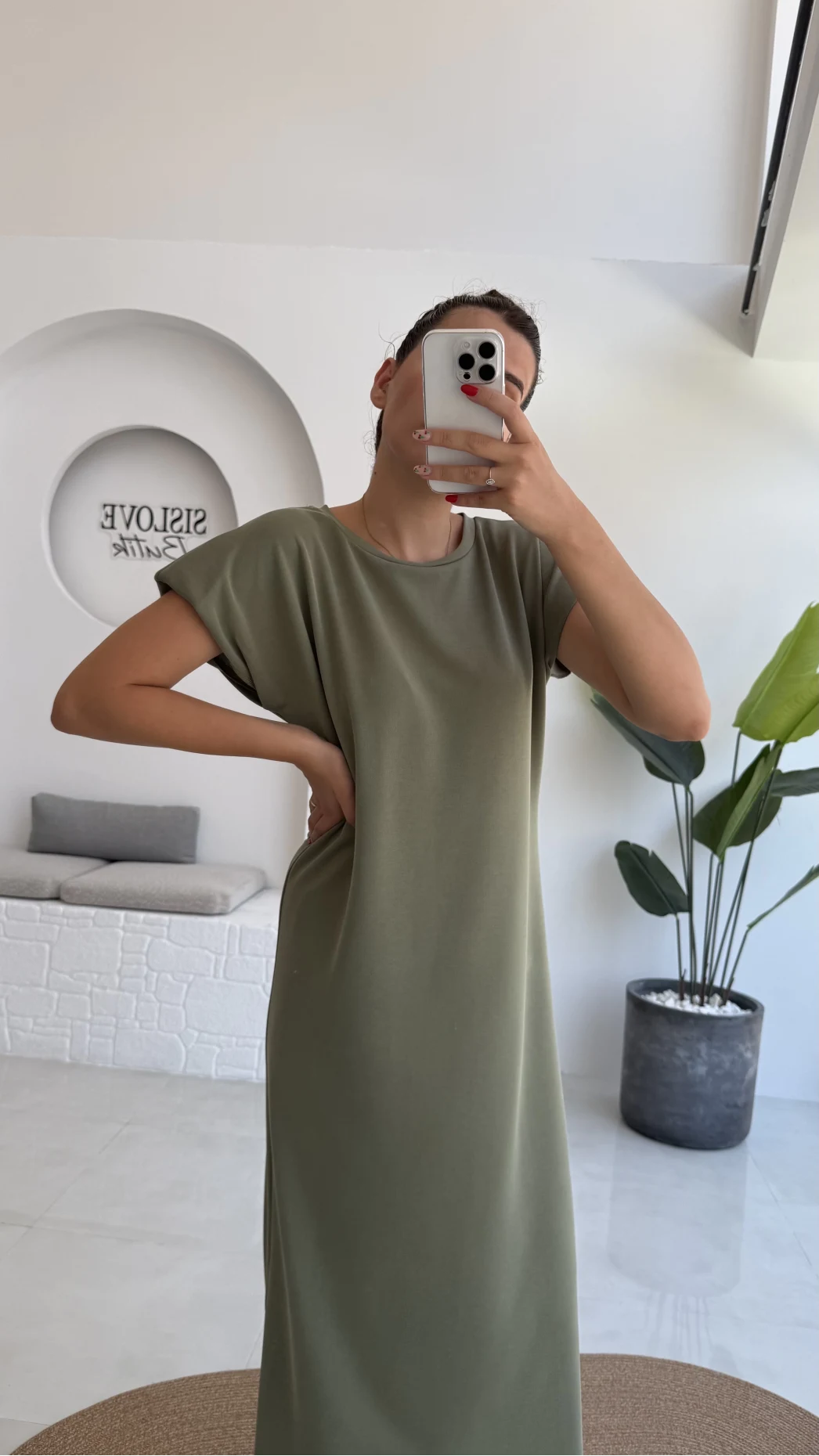 Clover Vatkalı Elbise - Yeşil