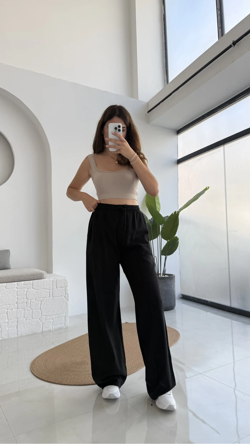 Colorado Beli Lastikli Gabardin Palazzo Pantolon - Siyah