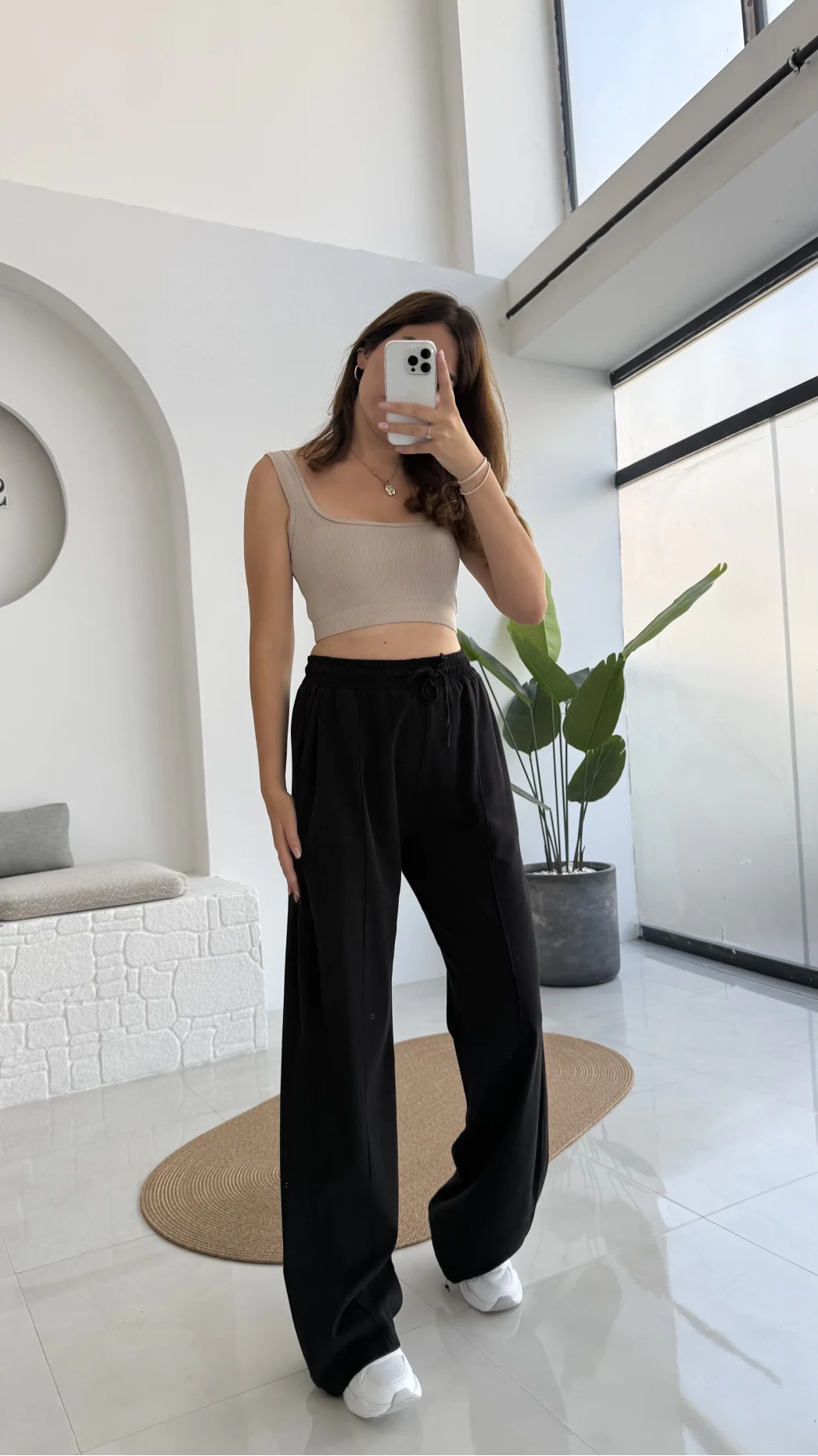 Colorado Beli Lastikli Gabardin Palazzo Pantolon - Siyah