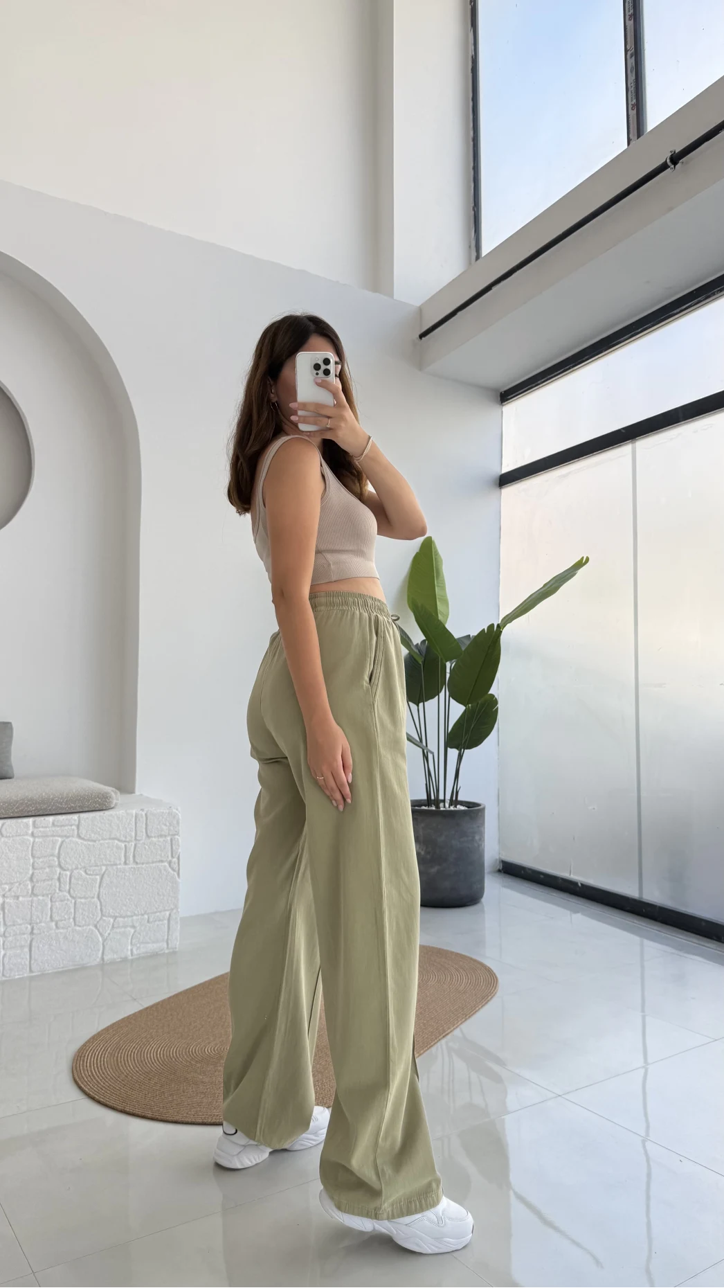 Colorado Beli Lastikli Gabardin Palazzo Pantolon - Yeşil