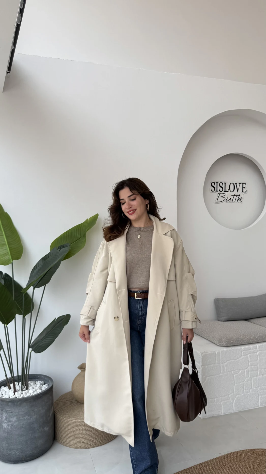 Cool Kuşaklı Cepli Trençkot Açık Taş Kod: 9419