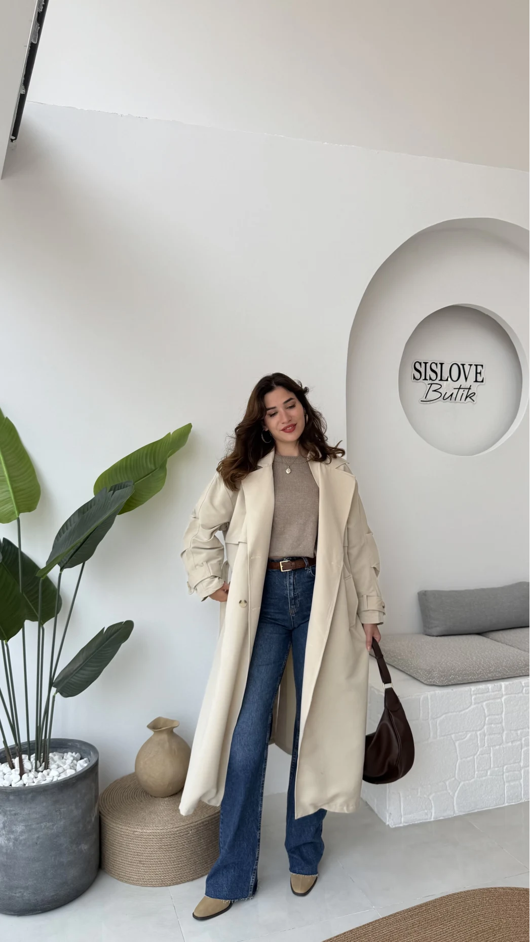 Cool Kuşaklı Cepli Trençkot Açık Taş Kod: 9419