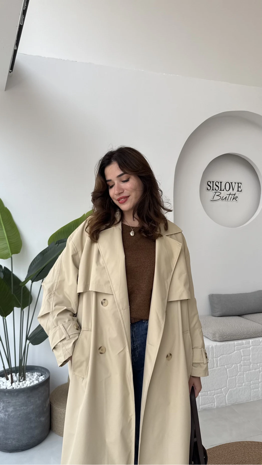 Cool Kuşaklı Cepli Trençkot Koyu Taş Kod: 9419