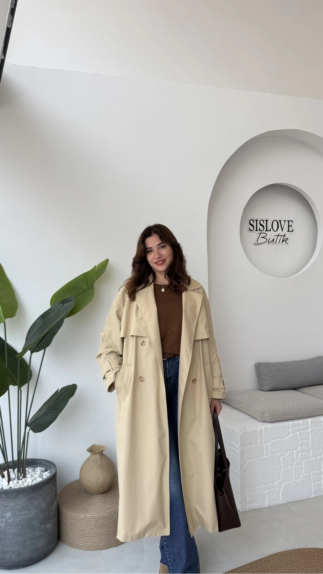 Cool Kuşaklı Cepli Trençkot Koyu Taş Kod: 9419