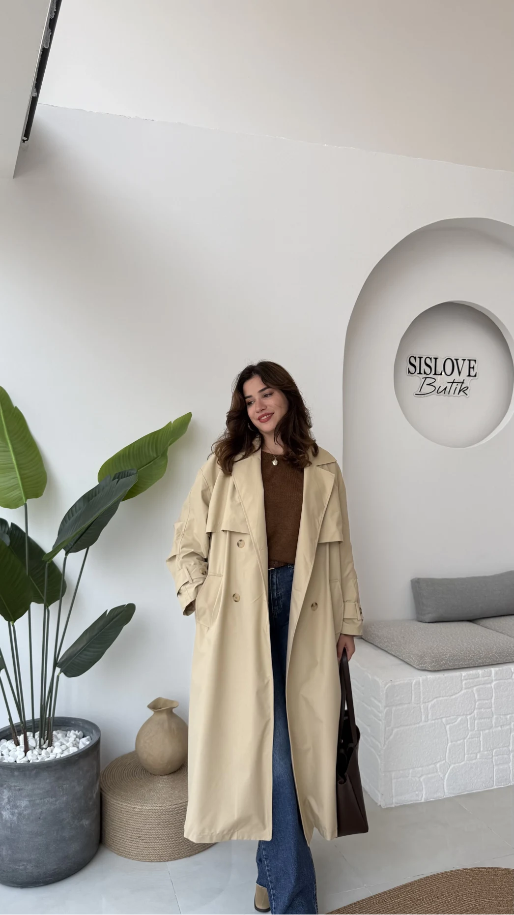 Cool Kuşaklı Cepli Trençkot Koyu Taş Kod: 9419