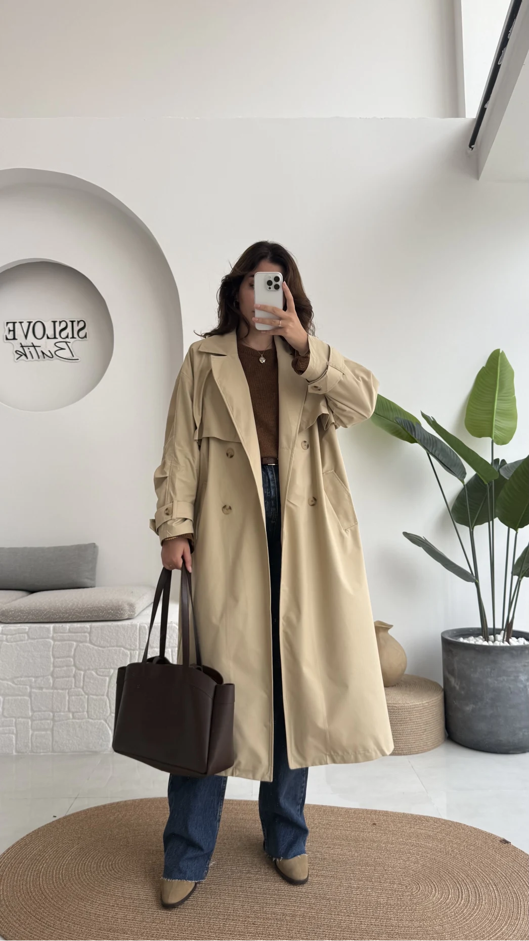 Cool Kuşaklı Cepli Trençkot Koyu Taş Kod: 9419