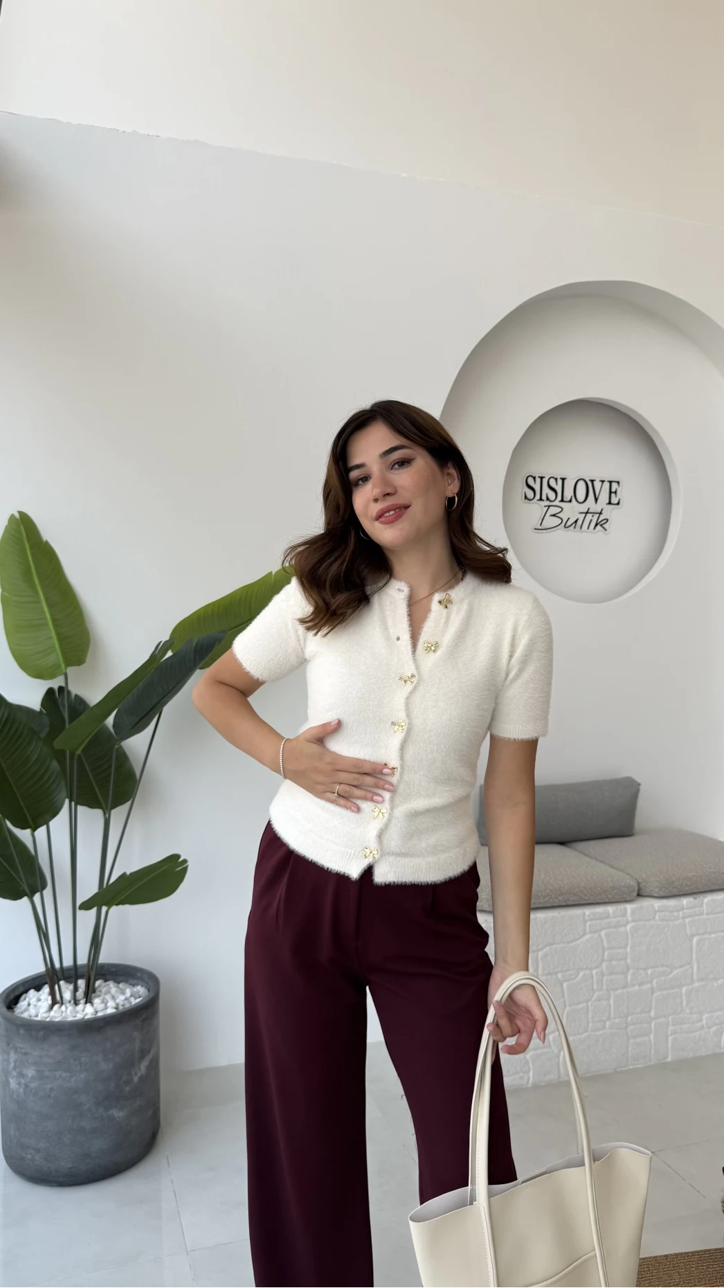 Coquette Kurdele Düğmeli Hırka - Kırık Beyaz - 25033