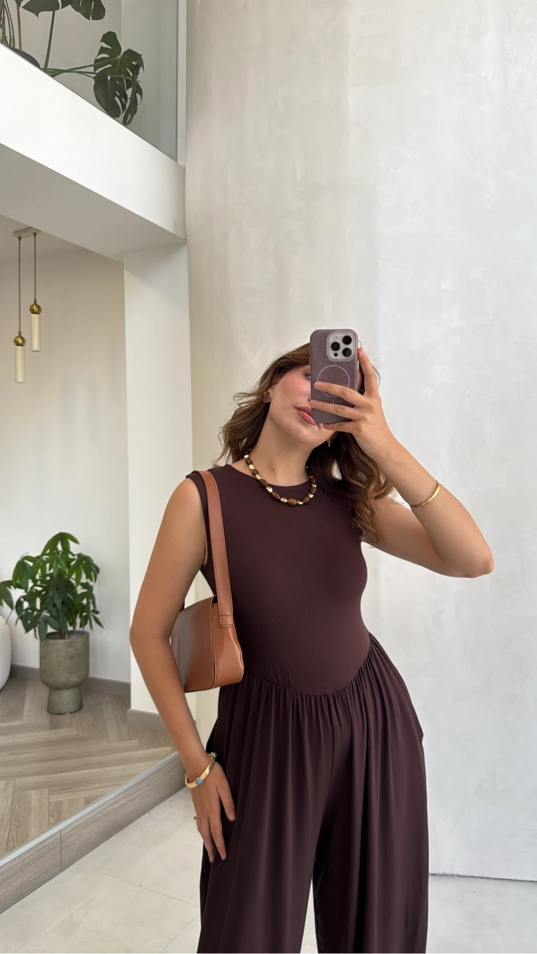Coquette Sıfır Kol Tulum - Kahve - Kod: 4144