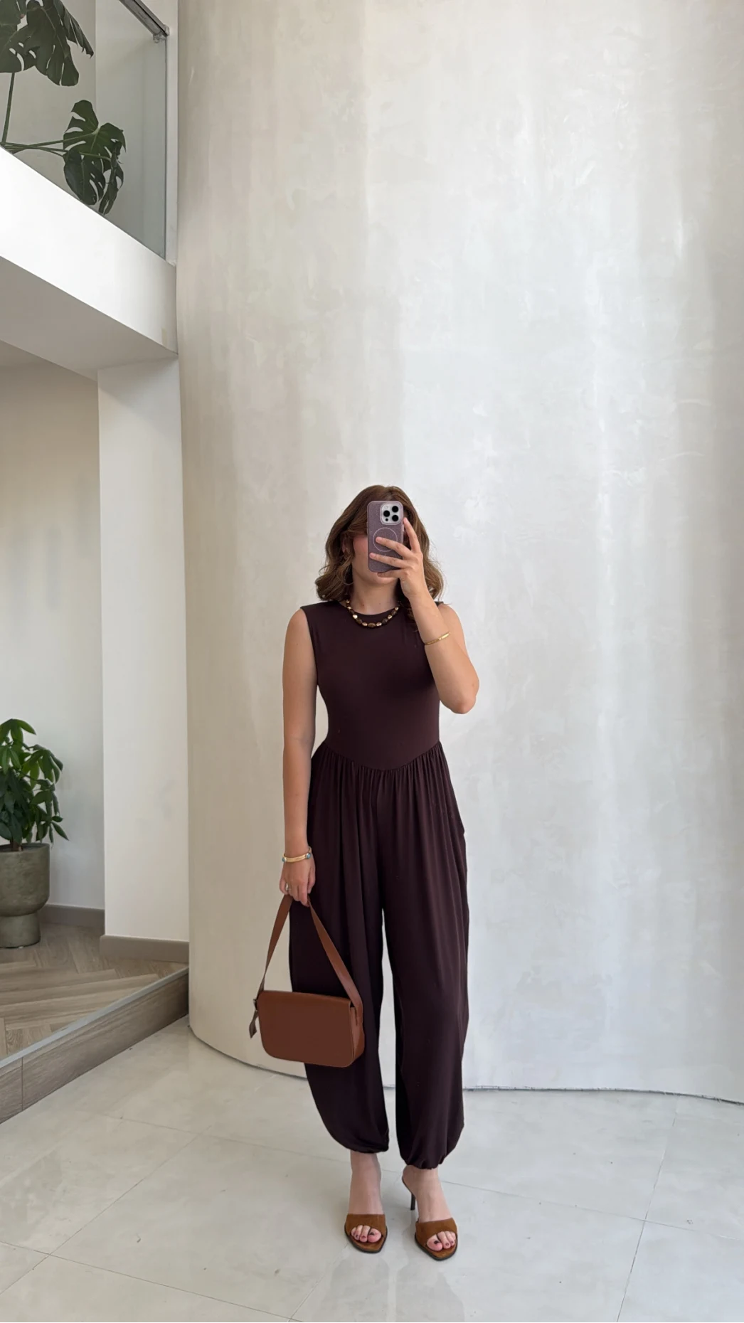 Coquette Sıfır Kol Tulum - Kahve - Kod: 4144