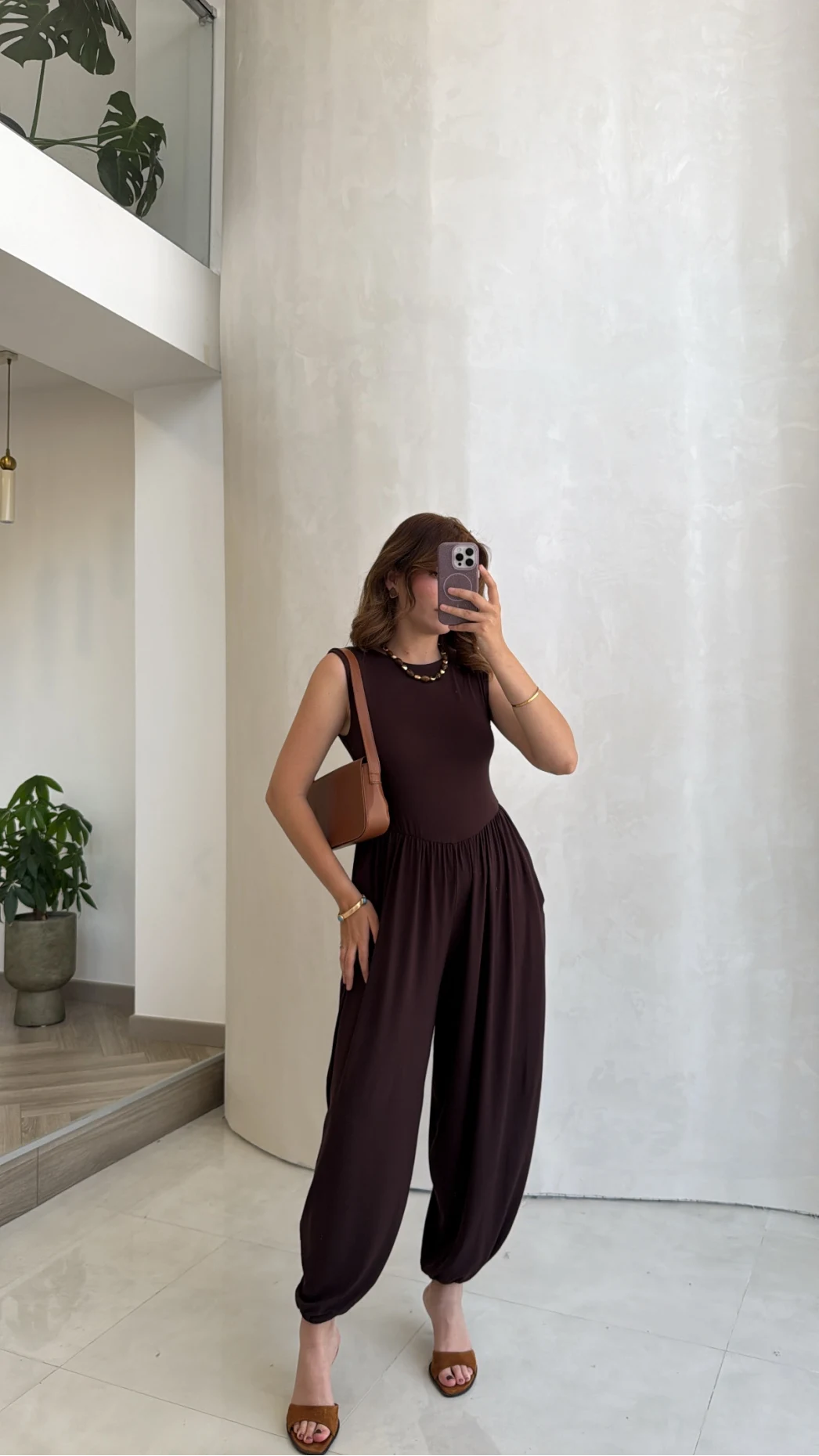 Coquette Sıfır Kol Tulum - Kahve - Kod: 4144