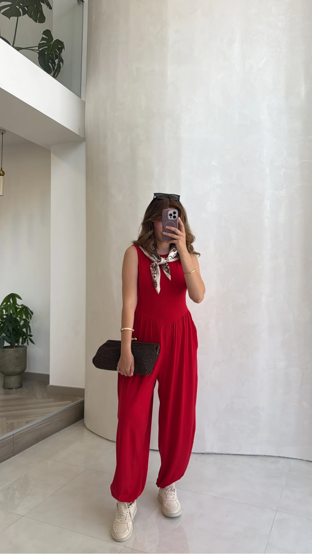 Coquette Sıfır Kol Tulum - Kırmızı - Kod: 4144