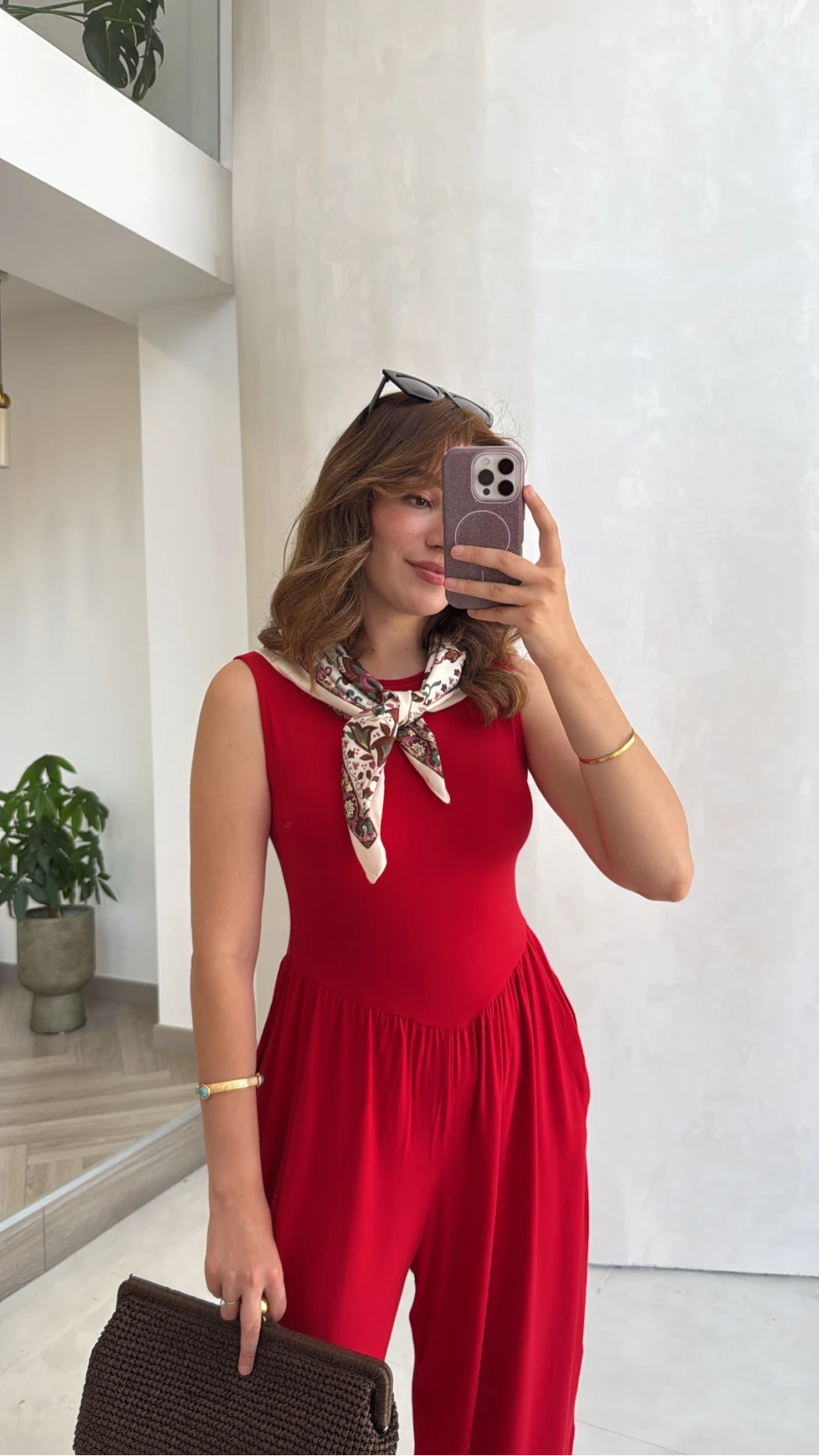 Coquette Sıfır Kol Tulum - Kırmızı - Kod: 4144