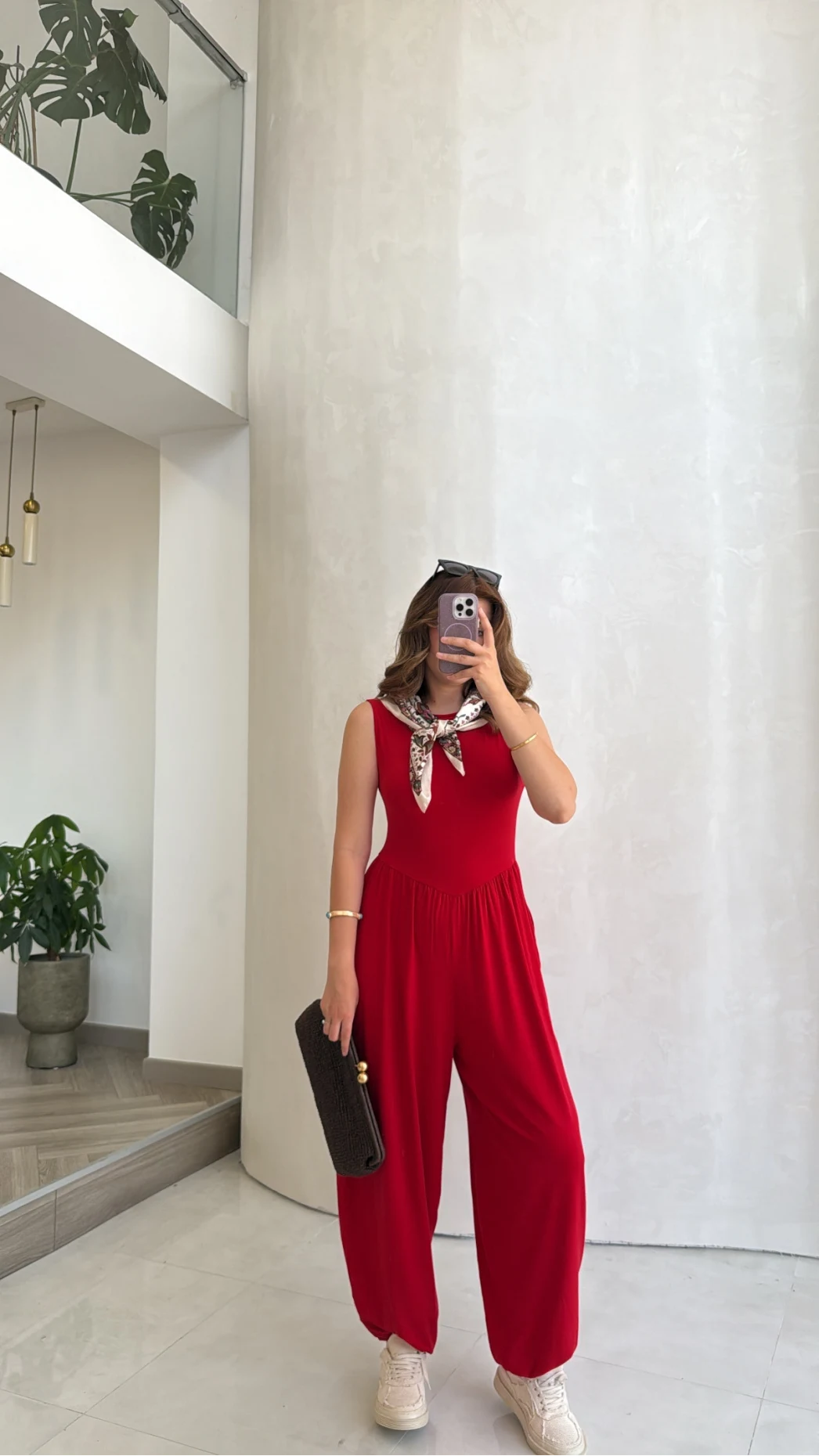 Coquette Sıfır Kol Tulum - Kırmızı - Kod: 4144
