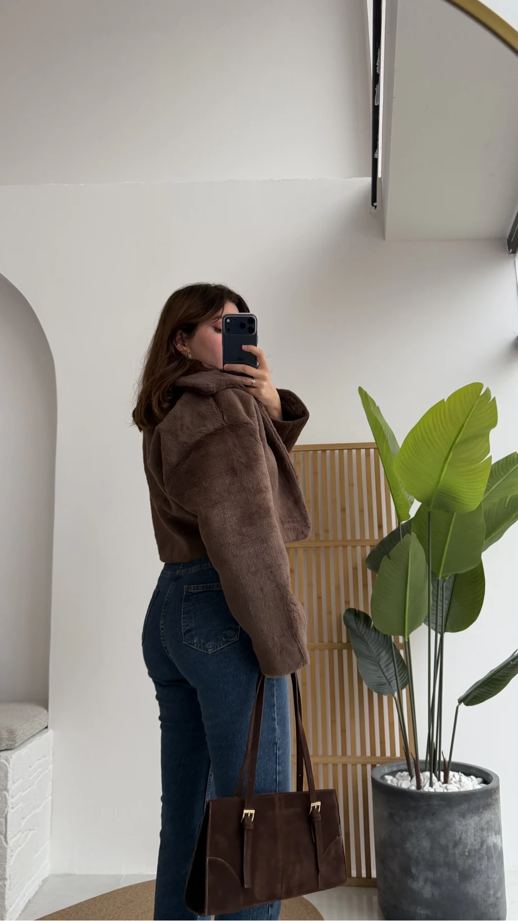 Crema Crop Kürk Mont Kahve Kod - Kod: 9620