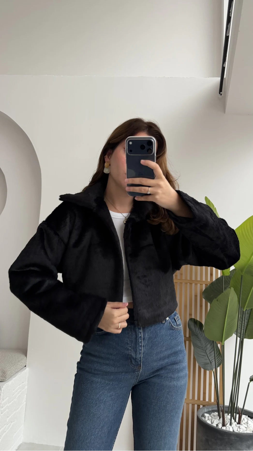 Crema Crop Kürk Mont Siyah Kod - Kod: 9620