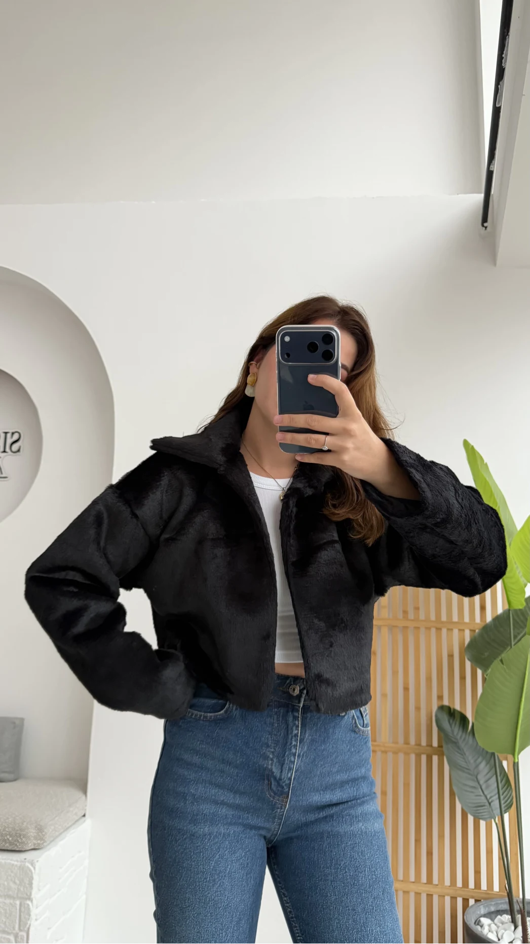 Crema Crop Kürk Mont Siyah Kod - Kod: 9620