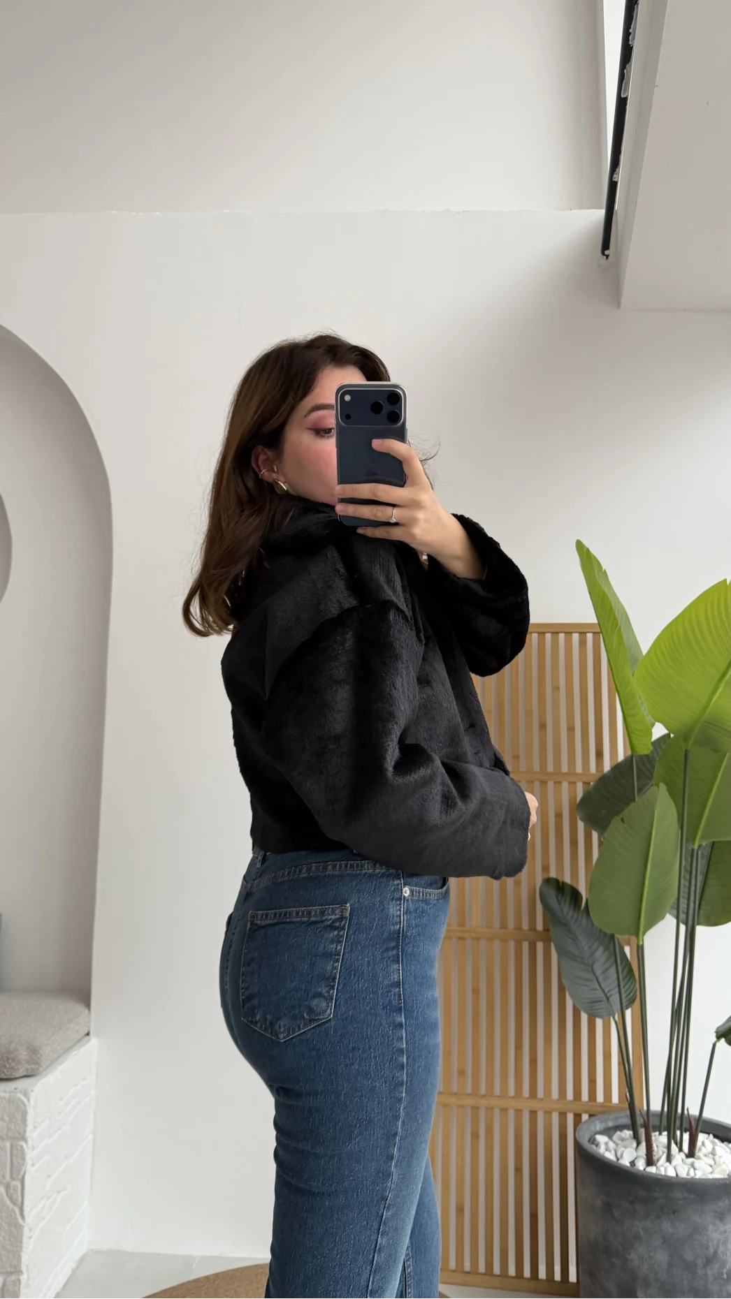 Crema Crop Kürk Mont Siyah Kod - Kod: 9620