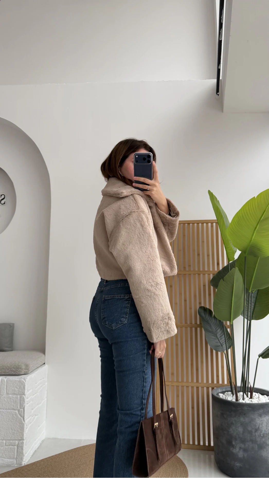 Crema Crop Kürk Mont Taş Kod - Kod: 9620