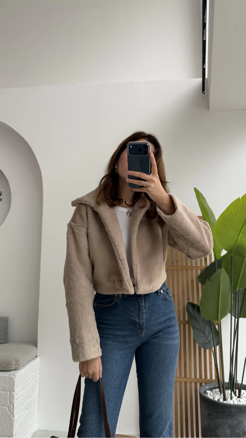 Crema Crop Kürk Mont Taş Kod - Kod: 9620