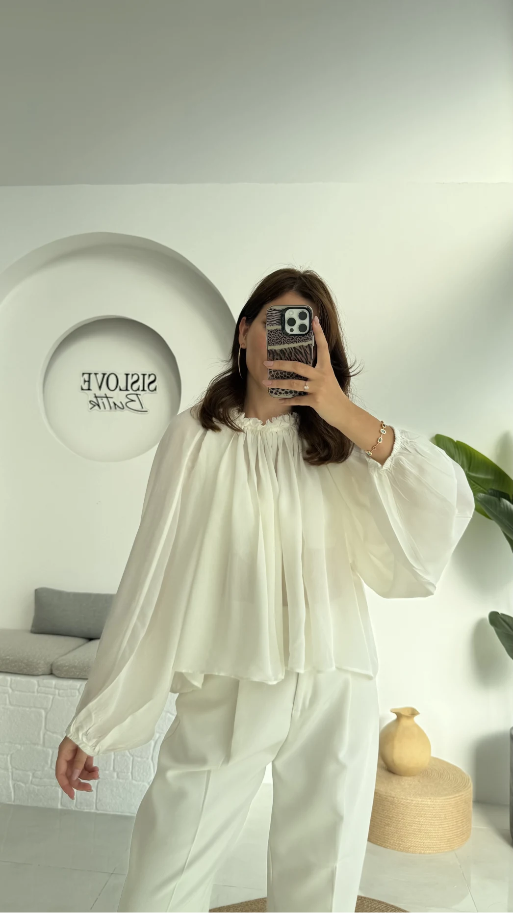 Crema Tül Bluz - Beyaz - 4959