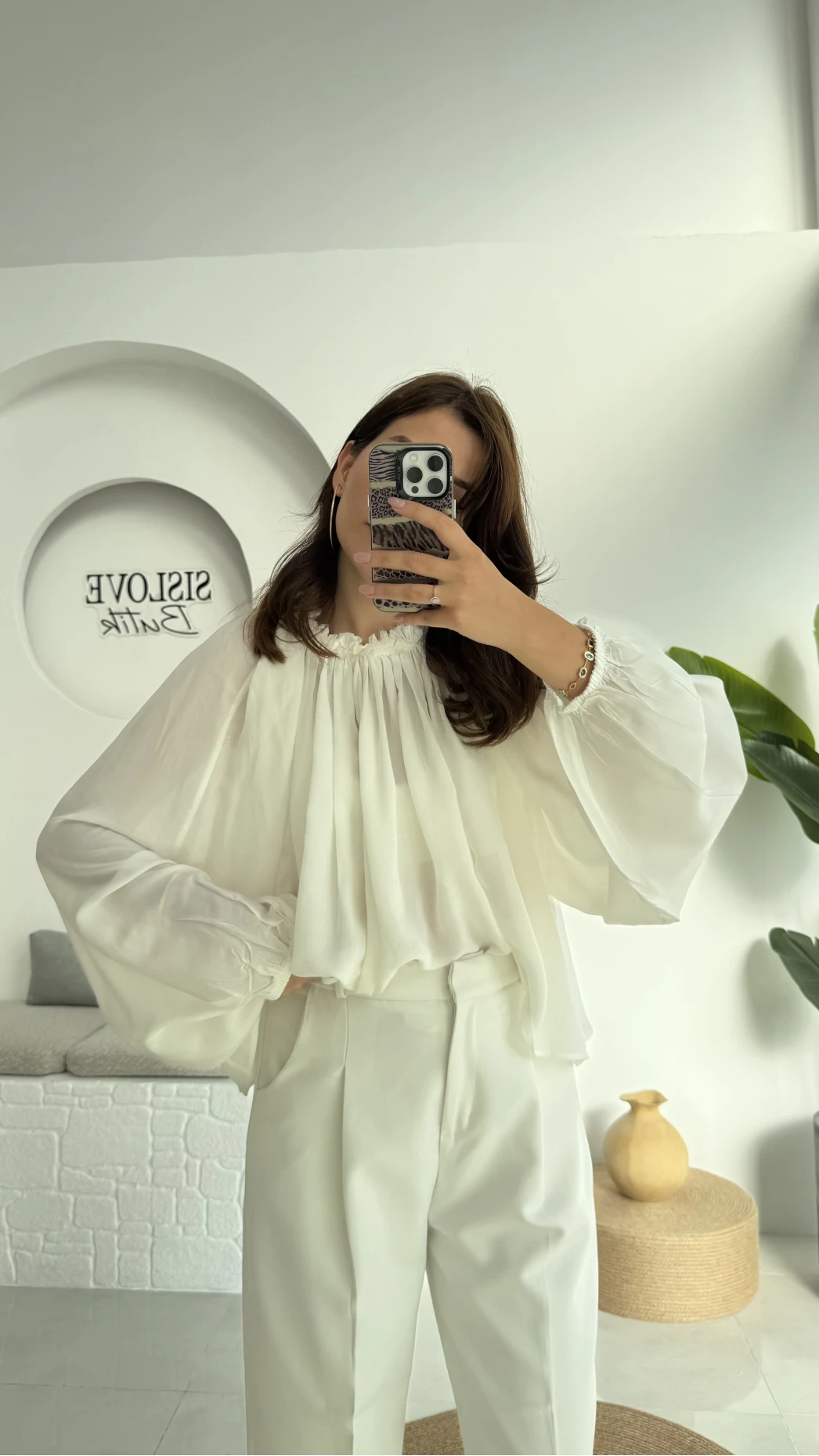 Crema Tül Bluz - Beyaz - 4959