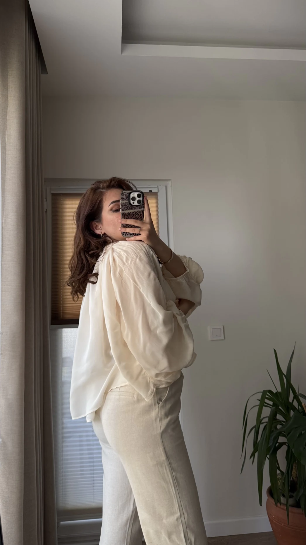 Crema Tül Bluz - Krem - 4959