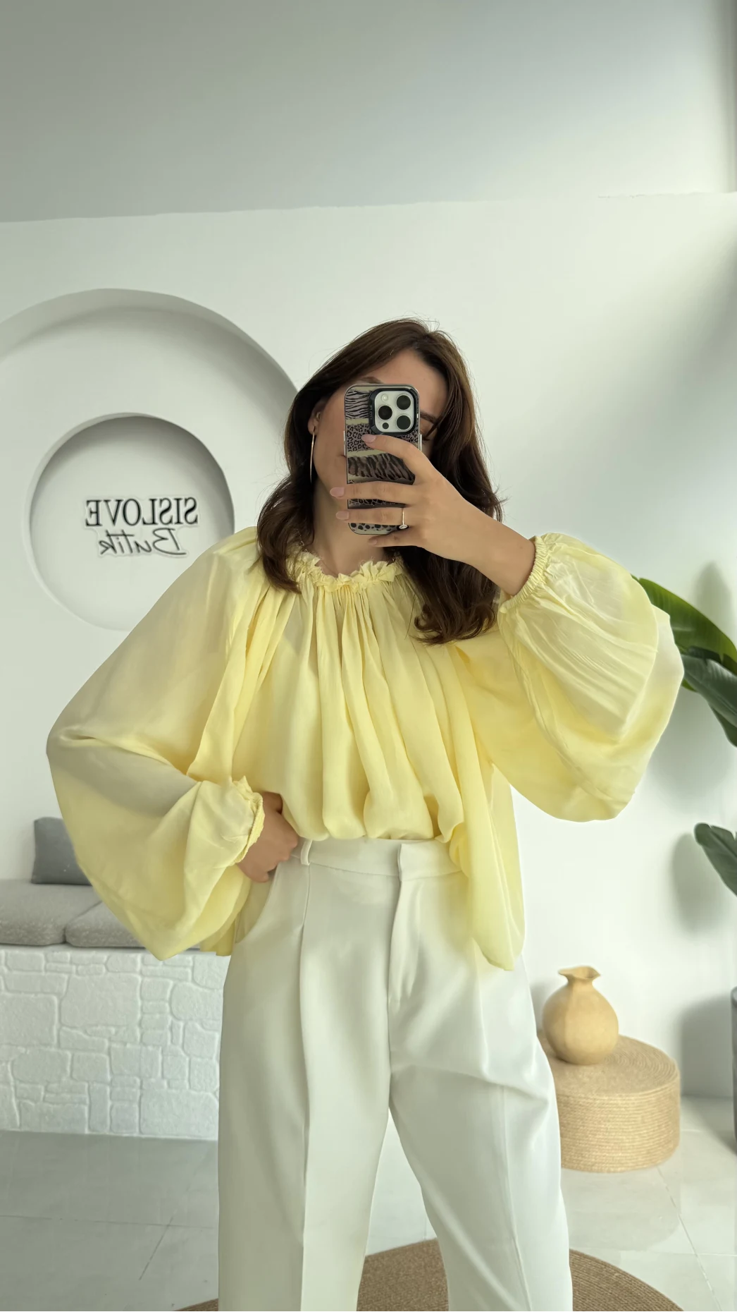 Crema Tül Bluz - Sarı - 4959