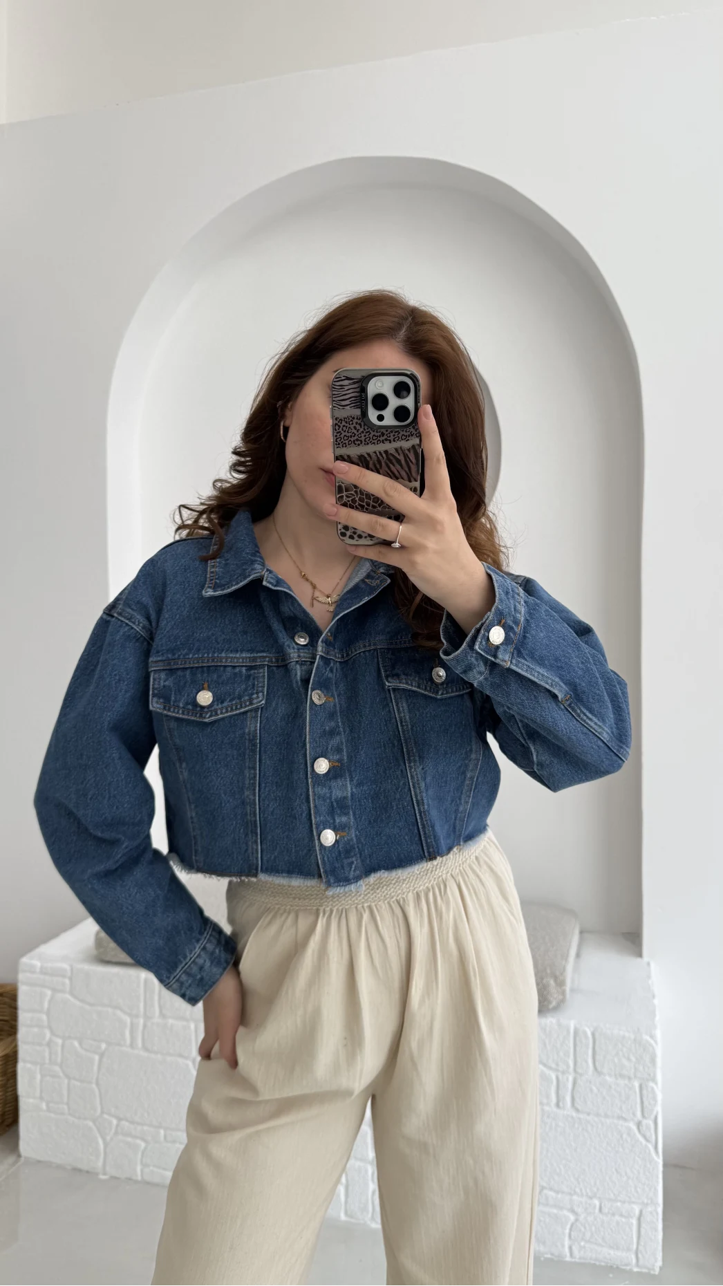 Crop Kot Ceket Açık Mavi