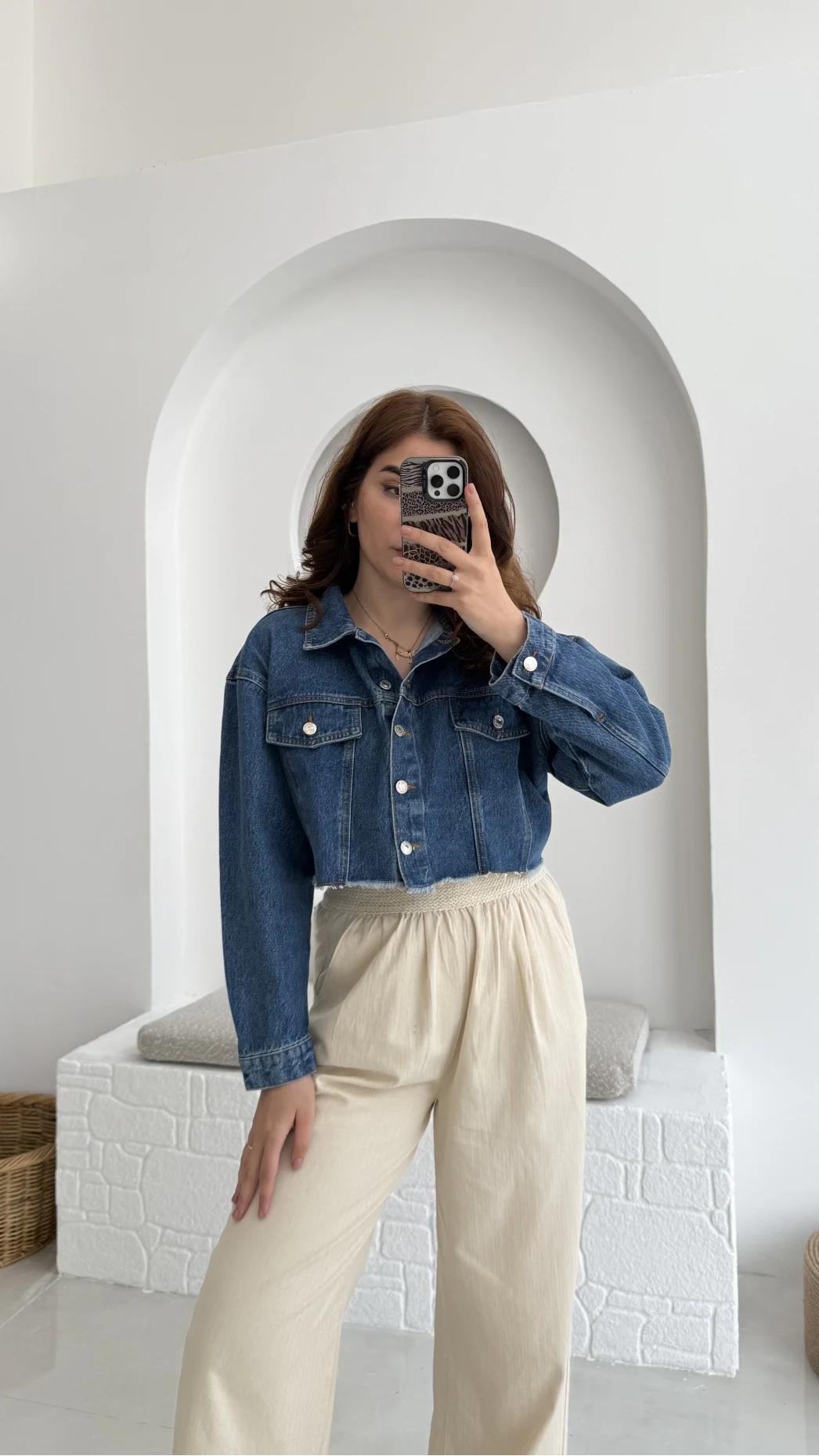 Crop Kot Ceket Açık Mavi