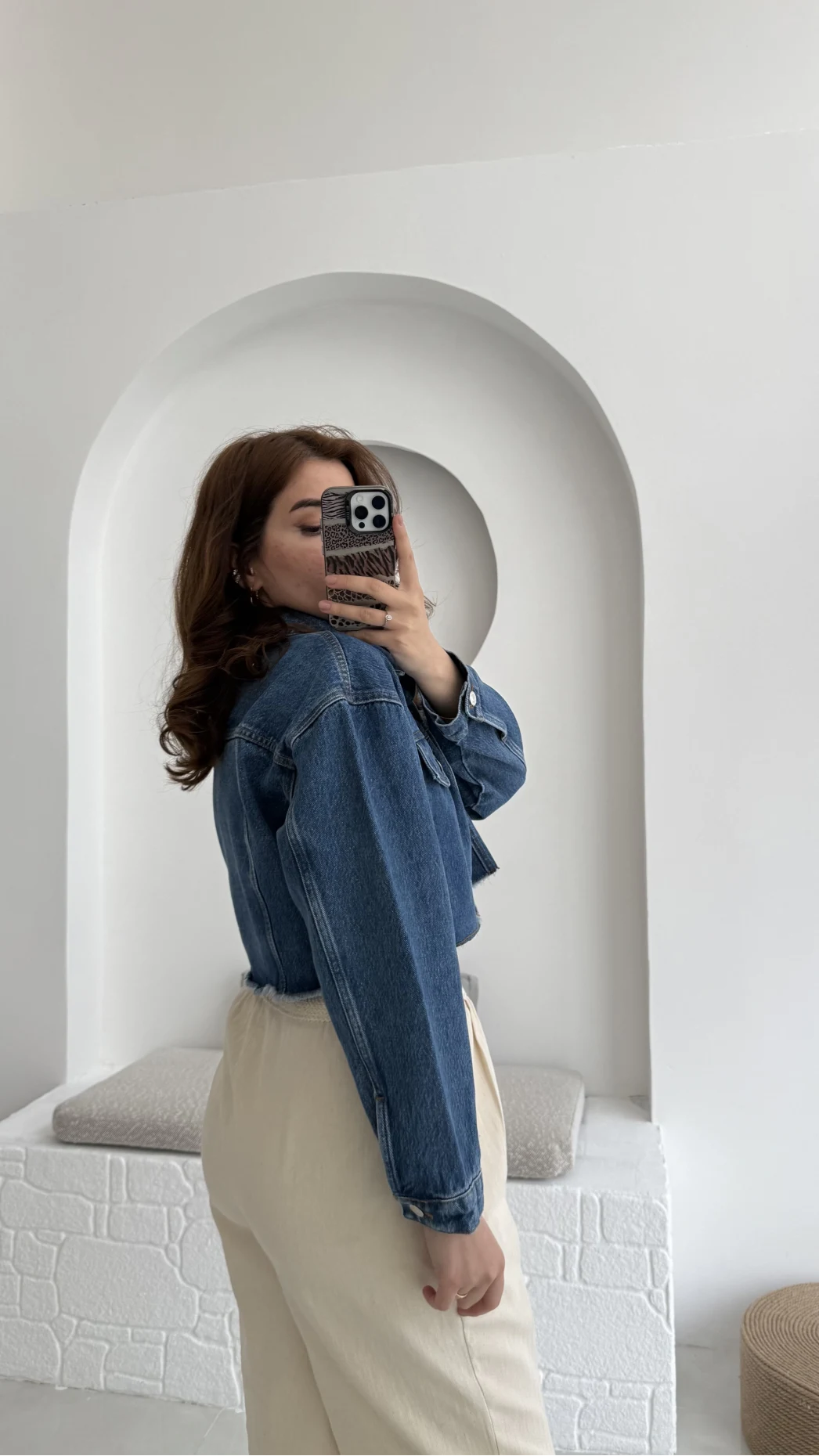 Crop Kot Ceket Açık Mavi