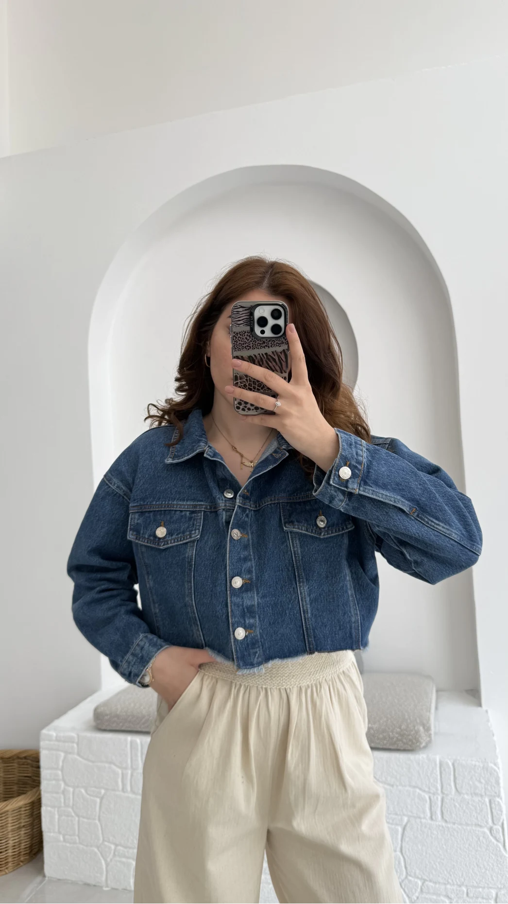 Crop Kot Ceket Açık Mavi