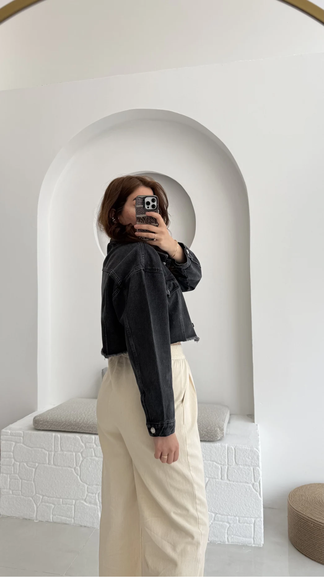 Crop Kot Ceket Antrasit